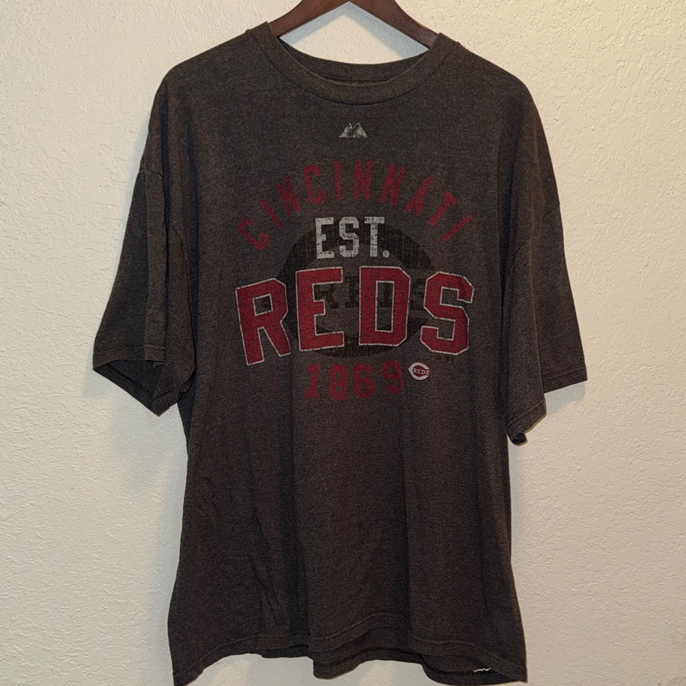 Majestic Cincinnati Reds EST. 1869 T-Shirt - Dark Gray